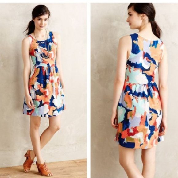 Anthropologie Dresses & Skirts - Postmark Anthropologie Lantana Fit Flare Pockets Dress Multicolor Womens Size 2
